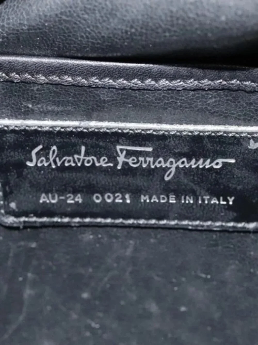 Salvatore Ferragamo Clutch Bag Canvas Khaki Silver Auth bs18241